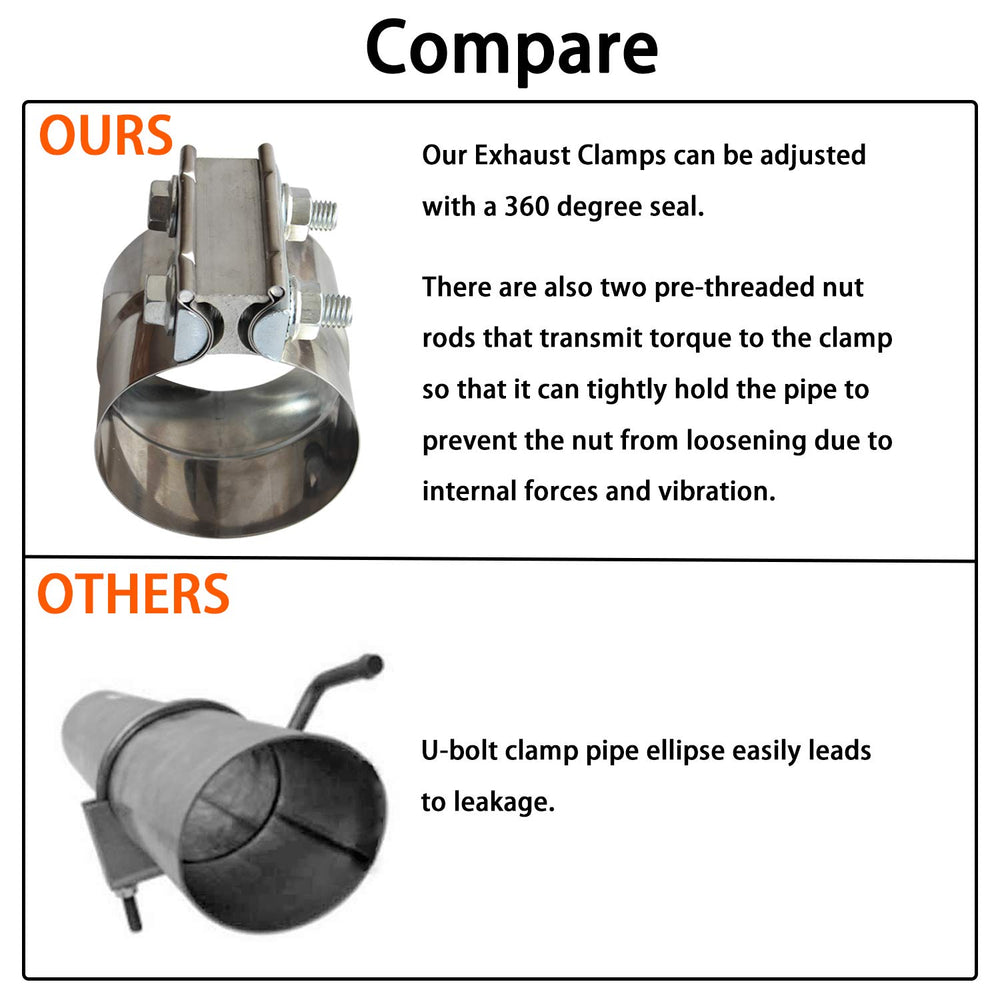 Shineyoo two-pack clamps for quick, cost-effective exhaust setup.
