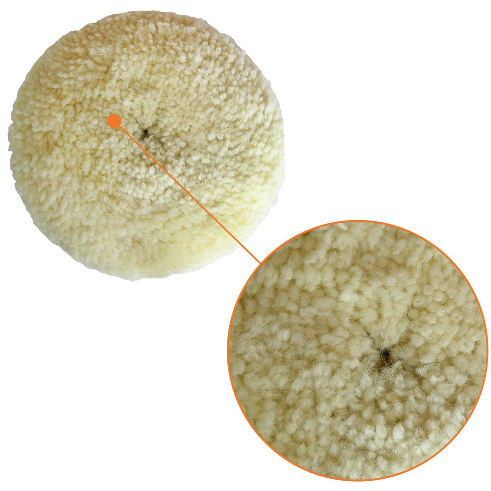Shineyoo wool buffing pads attached to a polisher illustrate quick screw-on compatibility via 3M adaptor.