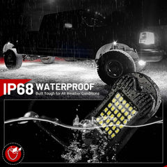 SHINIGHT rock light underbody installation showing rugged waterproof design for off-road use