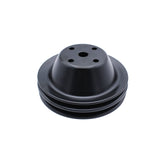 SHLPDFM long water pump pulley in black steel for SBC engines, durable fit