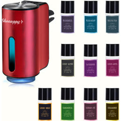 Shonoppy car aroma diffuser with vent clip mounted on car vent.