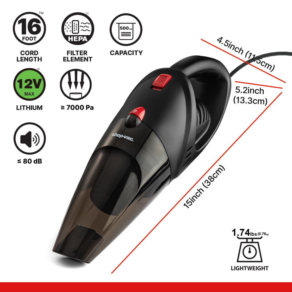 Shop-Vac 12V car vacuum storage bag keeping tools organized on the go.