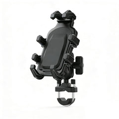 ShuoTurbo motorcycle phone mount assembly demonstrates secure fit for on-road devices.
