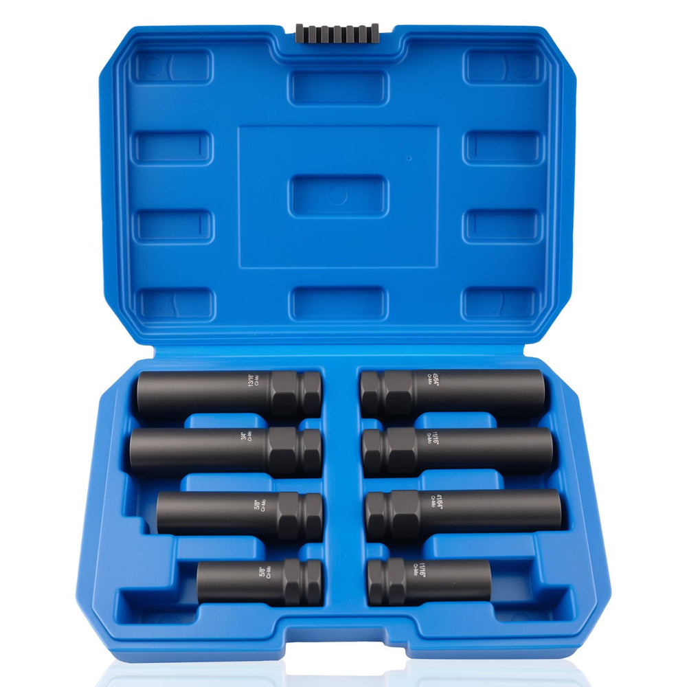 Siapupy 8-piece lug nut socket set in organized case for quick, clean wheel lock removal