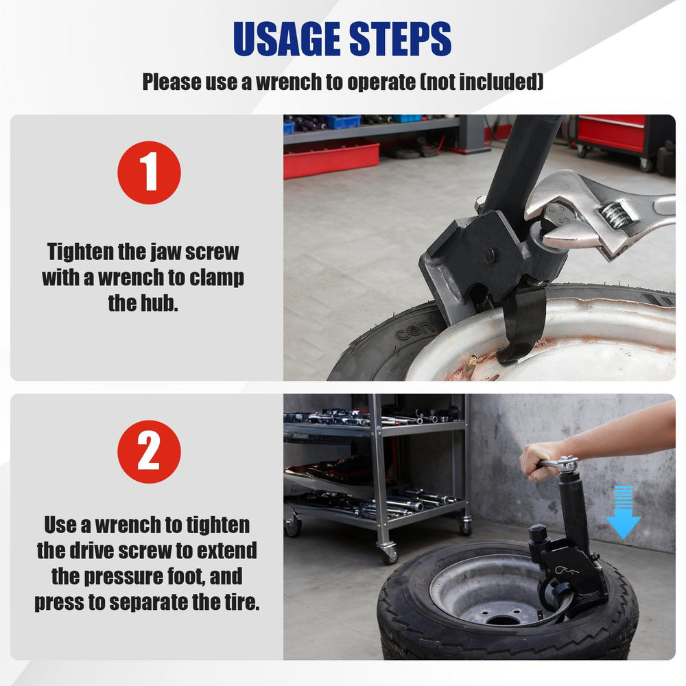 Durable steel build supports frequent use on tough tires.