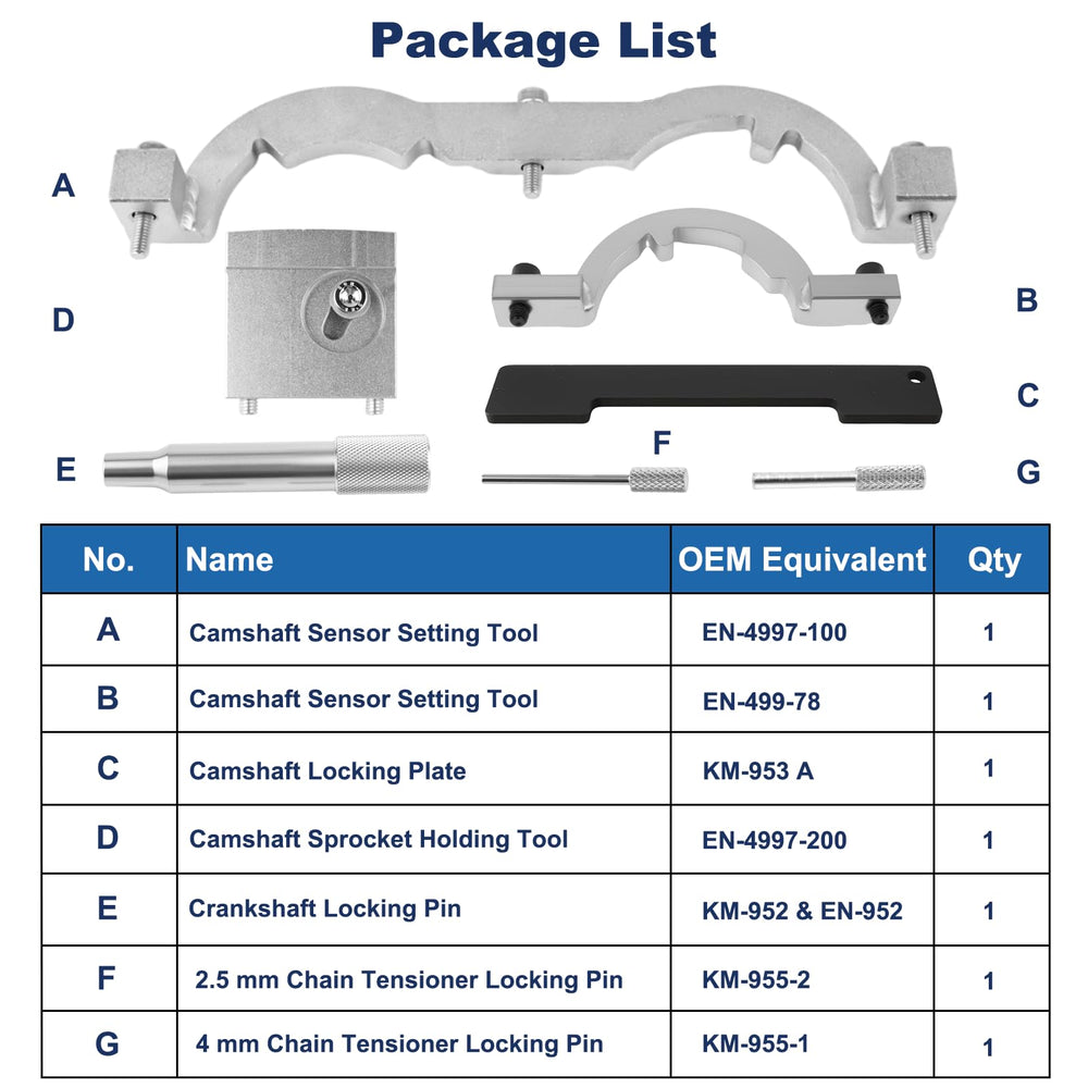 Siapupy timing tool kit crankshaft locking pin secures setup for timing procedures.