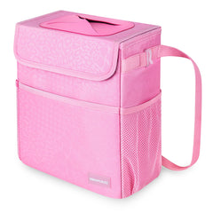 SIBOFUEGO car trash can leopard-pink helps keep your cabin tidy with a cute look.