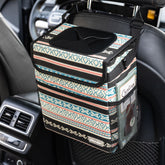 SIBOFUEGO car trash can with lid in beige aztec keeps car cleaner.