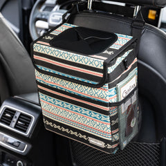 SIBOFUEGO car trash can with lid in beige aztec keeps car cleaner.