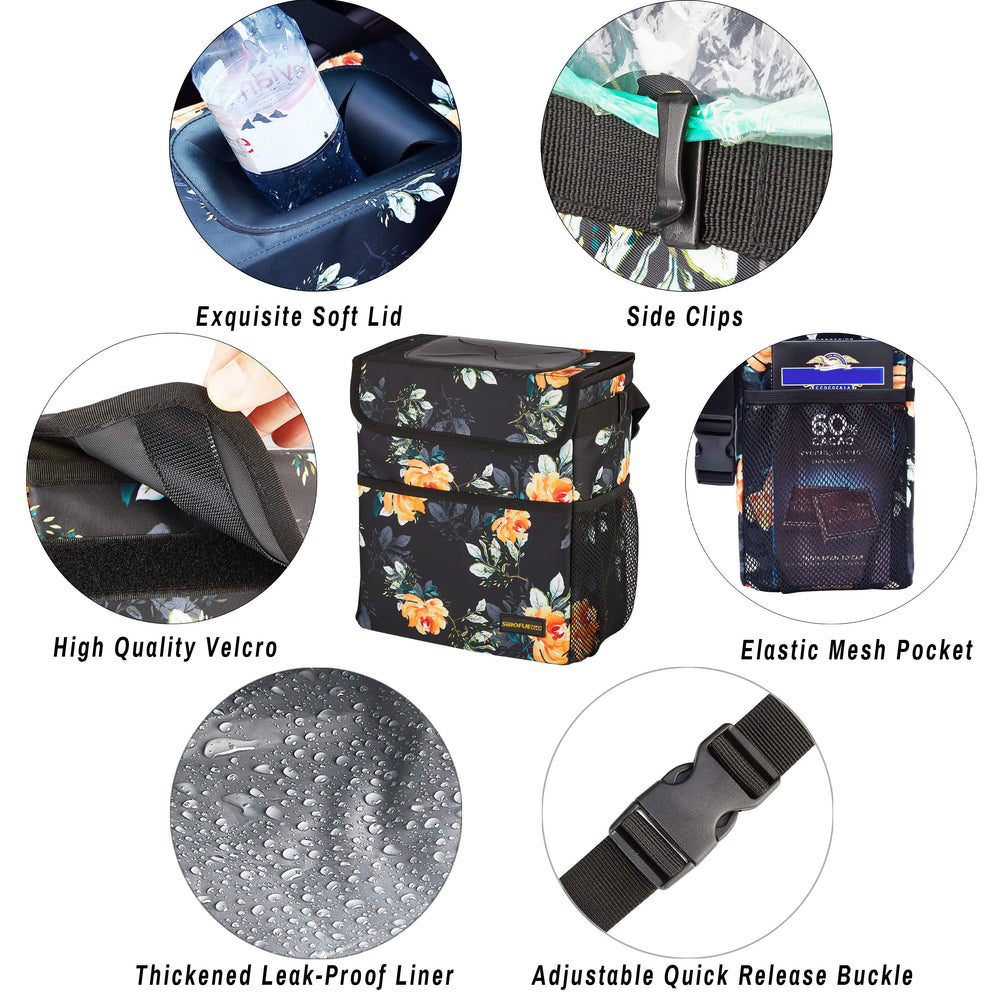 SIBOFUEGO compact car organizer trash bin fits cars, trucks, and SUVs