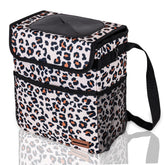 SIBOFUEGO cute car trash can with lid in leopard print keeps your car neat during trips.