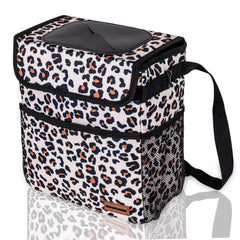 SIBOFUEGO cute car trash can with lid in leopard print keeps your car neat during trips.