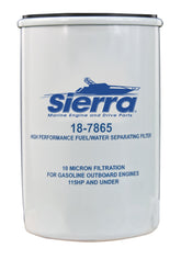Sierra 18-7865 fuel filter front view enhances fuel cleanliness and engine protection.