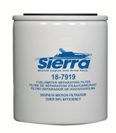 Sierra 18-7919 replacement fuel filter for Mercury, Yamaha and Racor systems with improved filtration.