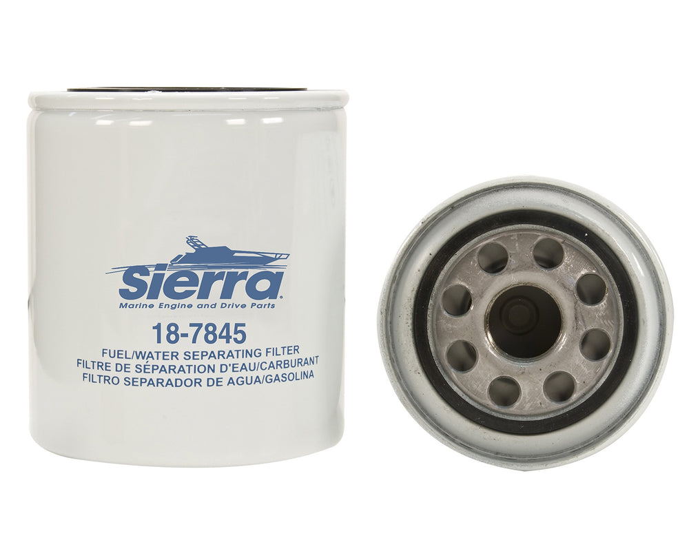 Sierra fuel filter medium packaging demonstrates OEM replacement ready for Mercury and Yamaha