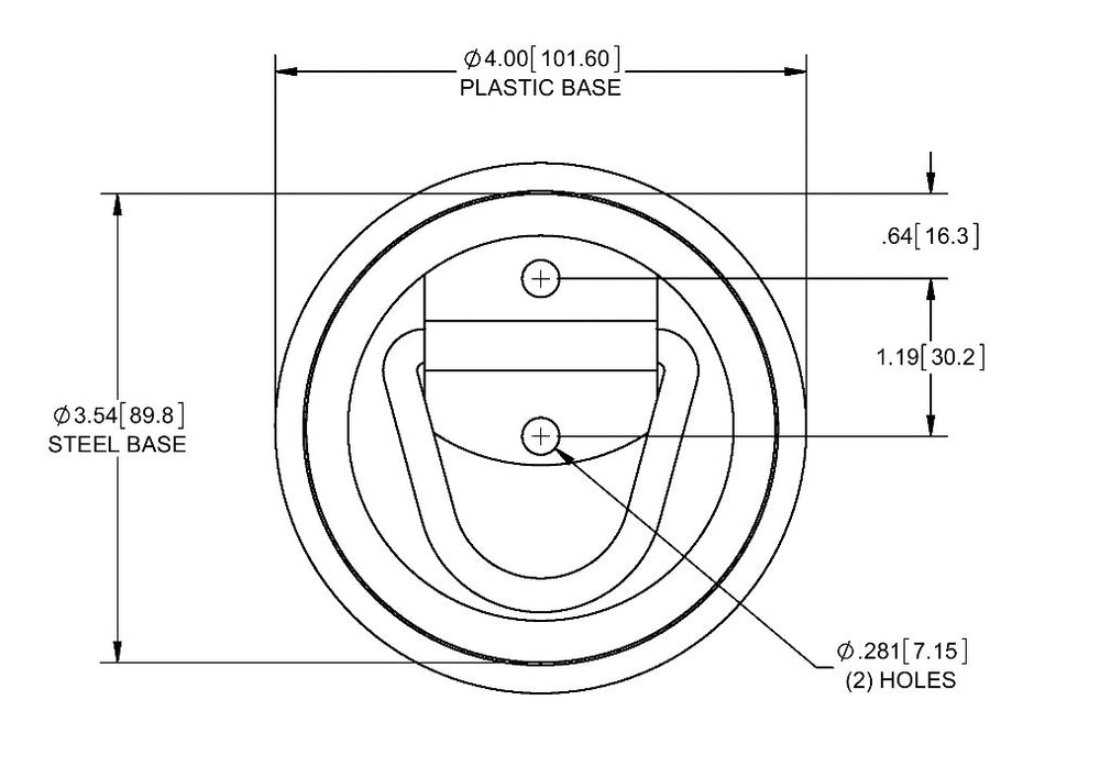 Sierra Pacific Engineering D-ring steel tie-downs with black bases for low-profile mounting.
