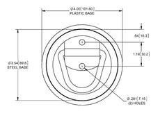 Sierra Pacific Engineering D-ring steel tie-downs with black bases for low-profile mounting.