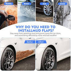 SIGLIN Model Y mud flaps kit shows hardware and installation guide included.
