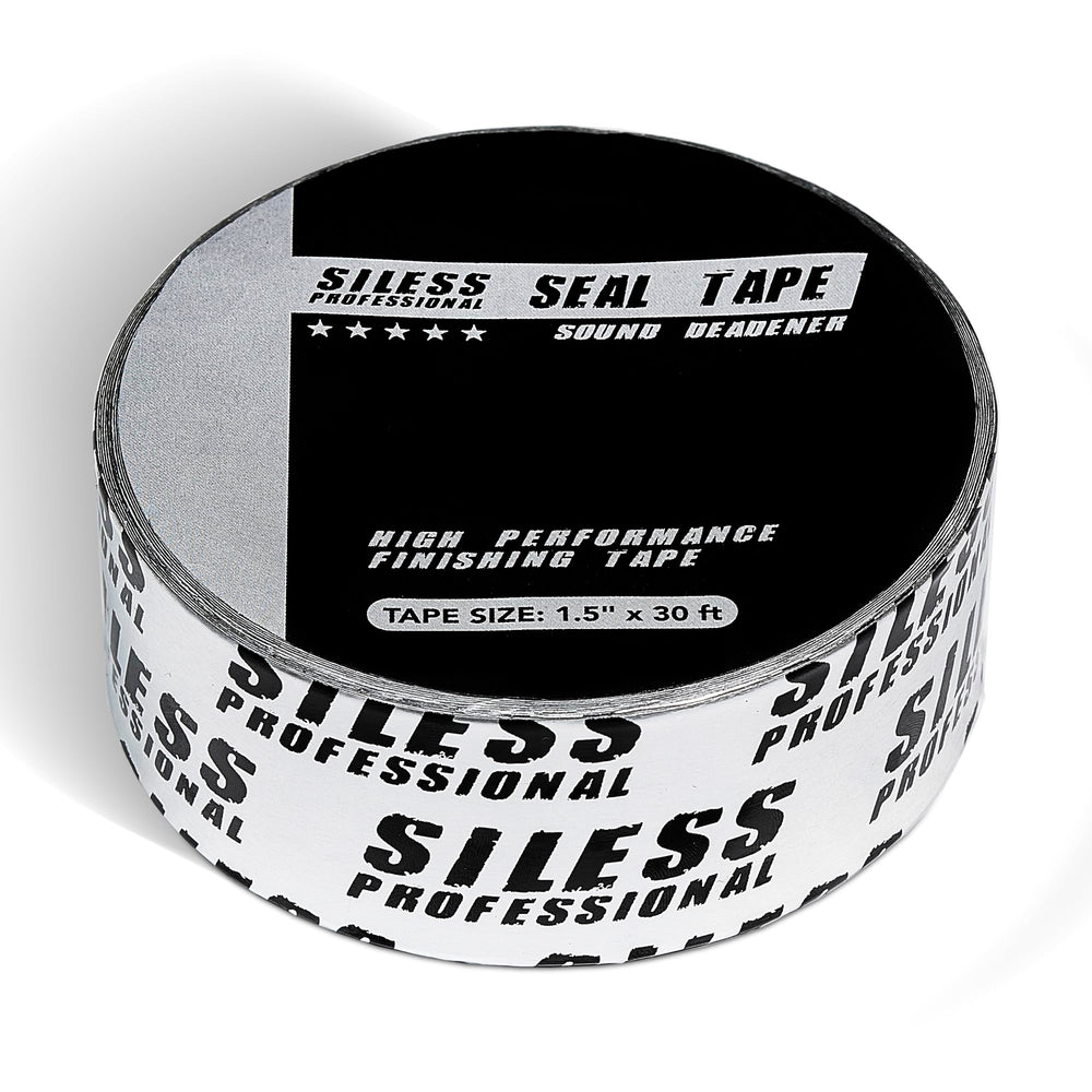 Siless finishing tape seals joints for car sound deadening, promoting moisture protection at seams.