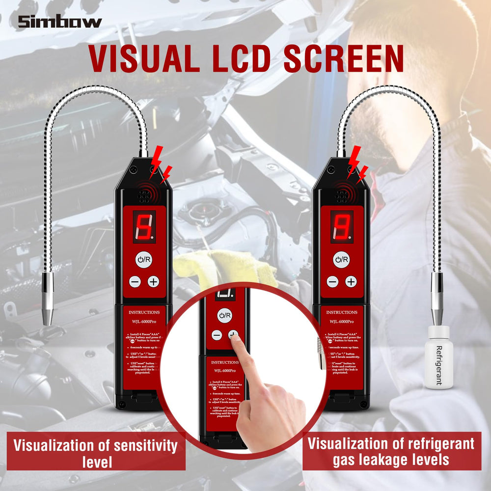 Simbow WJL-6000pro LCD display shows sensitivity and leakage levels clearly.