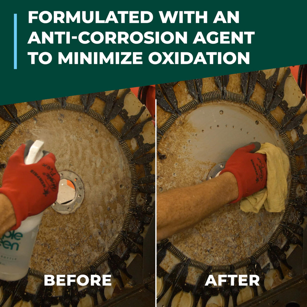 Simple Green Extreme Aircraft Cleaner removes dense residue from engine areas and fittings.