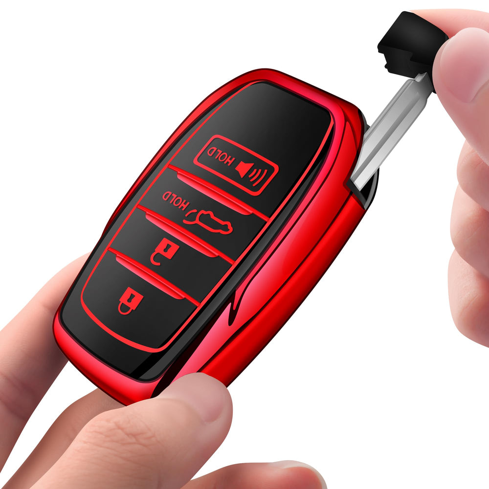 Sindeda Toyota key fob cover red with 4-5 buttons for quick access.