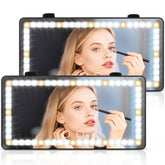 SINGARO car sun visor mirror with 60 LEDs for bright makeup lighting and natural tones.