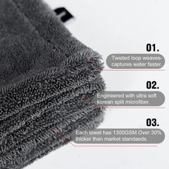 Large 24x36 towel drying a vehicle surface in gray