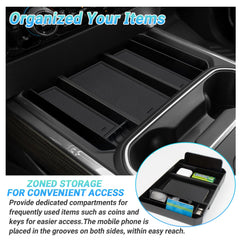 Sinminou easy-install center console organizer requires no tools for placement.