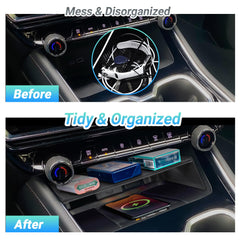 Sinminou lower storage tray adds extra organization to the console.