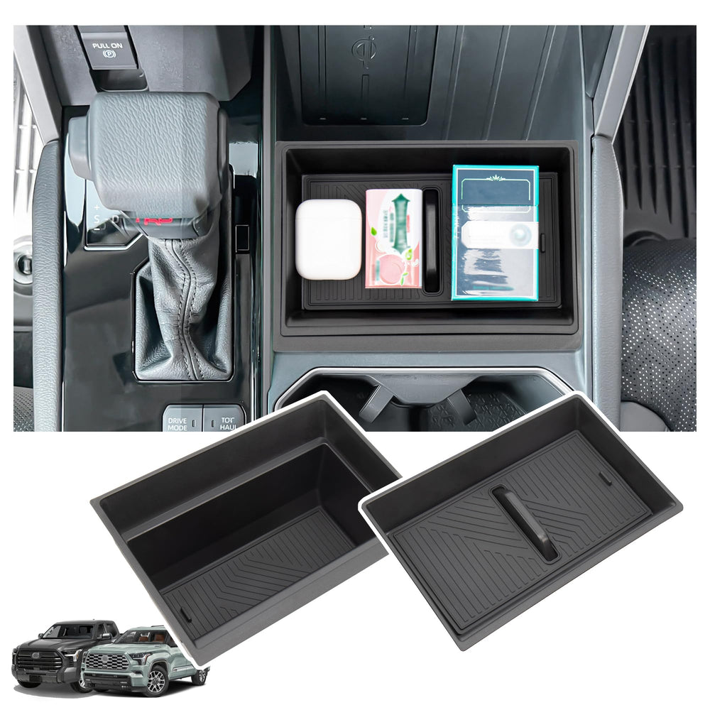 Sinminou center console organizer top view shows tidy access for Tundra and Sequoia essentials