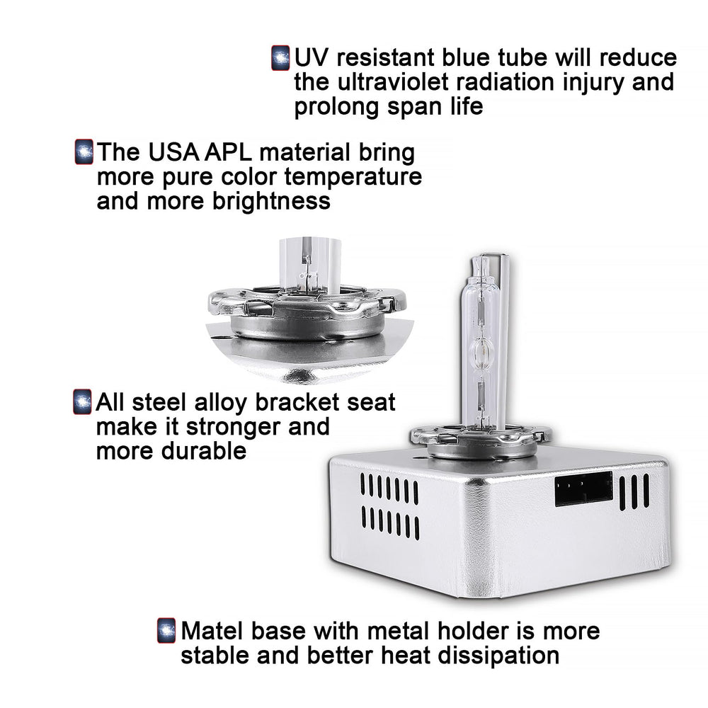 Sinoparcel D5S HID bulb angled for installation, ready direct replacement.