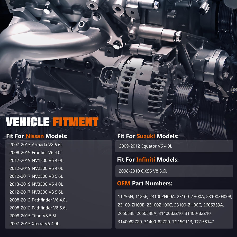 SINTLY alternator for Nissan Frontier — engine bay view highlights fit and installation readiness