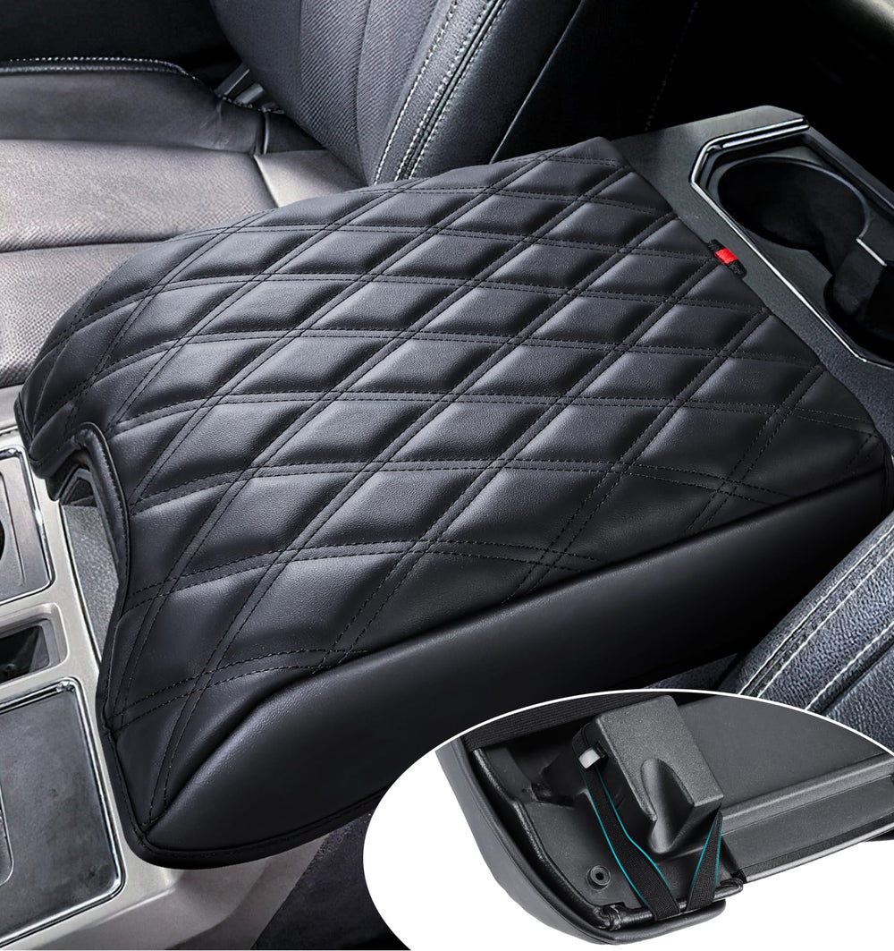 Sinvanho center console cover closeup stitching protects against scratches