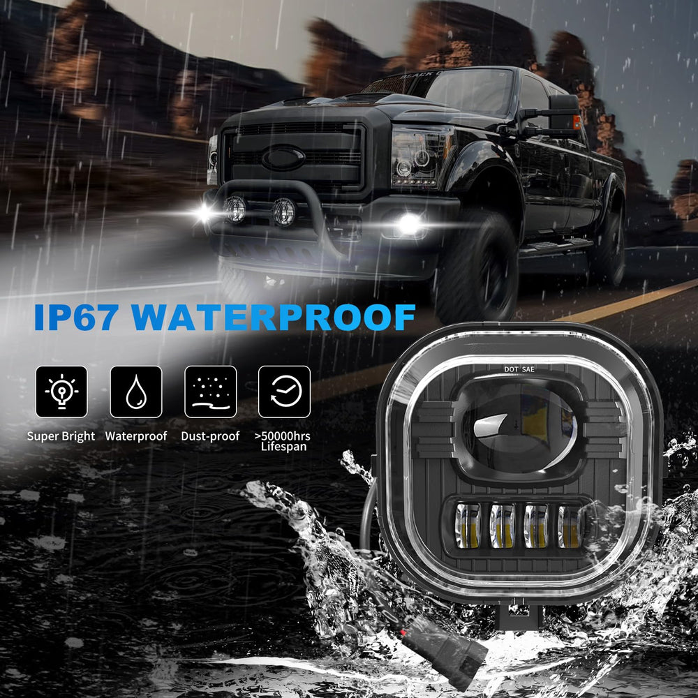 SINYATO INDUST LED fog light installation diagram for quick plug-and-play setup.