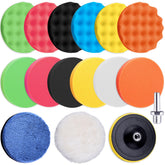 SIQUK 16-piece buffing pads kit for 5-inch polishing and car detailing.
