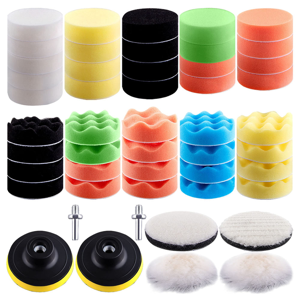 SIQUK 48-piece car polishing pad kit with 3-inch foam pads for detailed polishing tasks