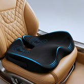 SitCushion tailbone cutout relieves coccyx pressure on long drives.