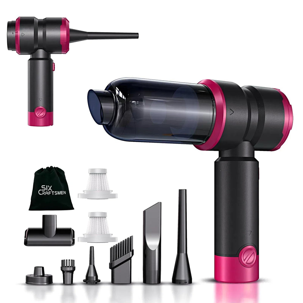 SIX CRAFTSMEN handheld car vacuum with 15000PA suction cleans car seats and upholstery