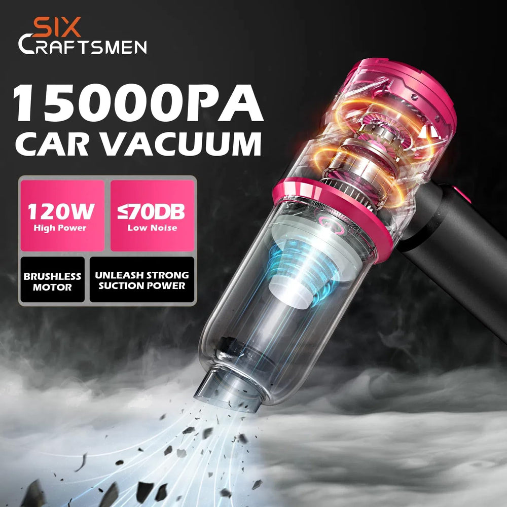 SIX CRAFTSMEN handheld car vacuum 4in1 attachments enable vacuum, blow, inflate tasks