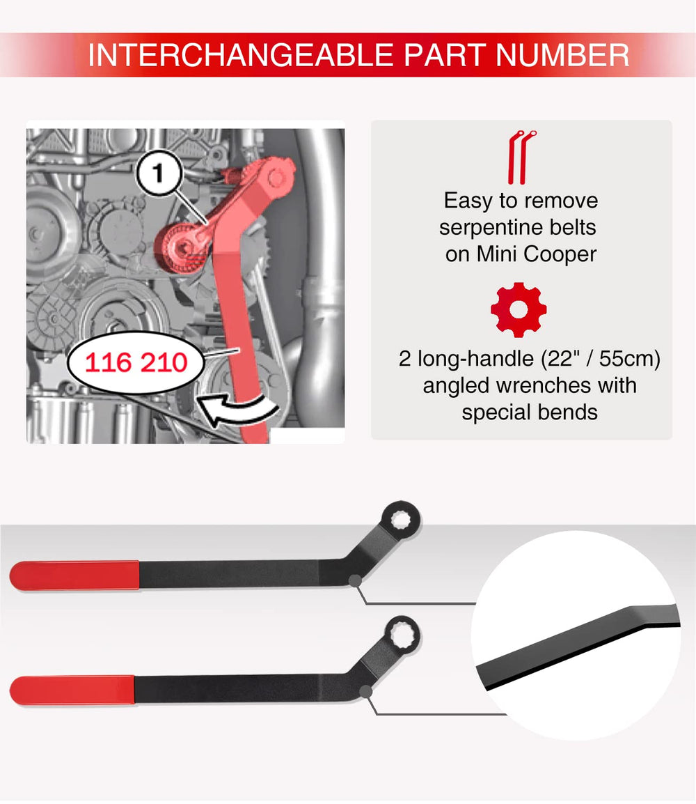 sixcow 1016 wrench with 34mm end for AC belt tensioner in tight spaces