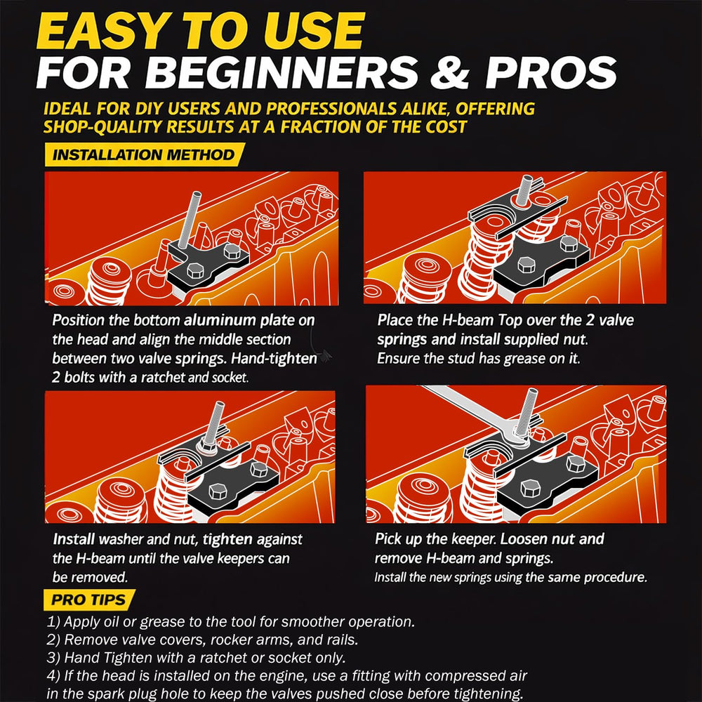 Sixcow 67605 supports dual and heavy-duty valve springs with ease.