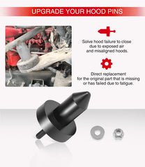 Sixcow hood pin poly replacement compatibility chart image.