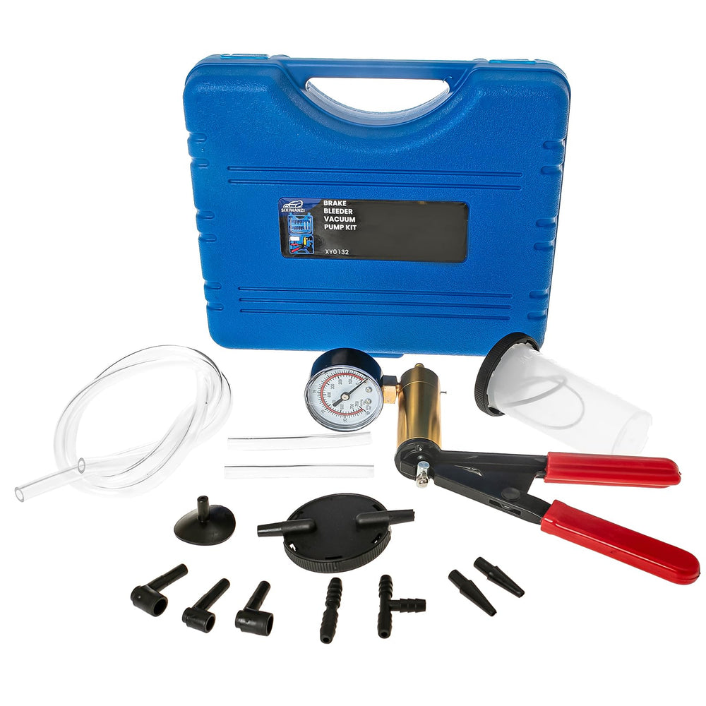SIXIWANZI brake bleeder kit with pump and gauge for precise braking maintenance.