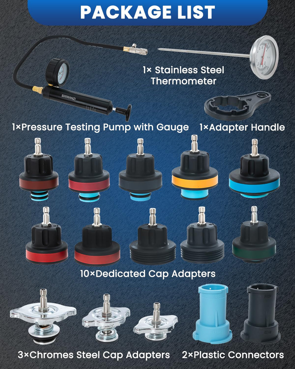 SIXIWANZI color coded test caps for organized testing across vehicles