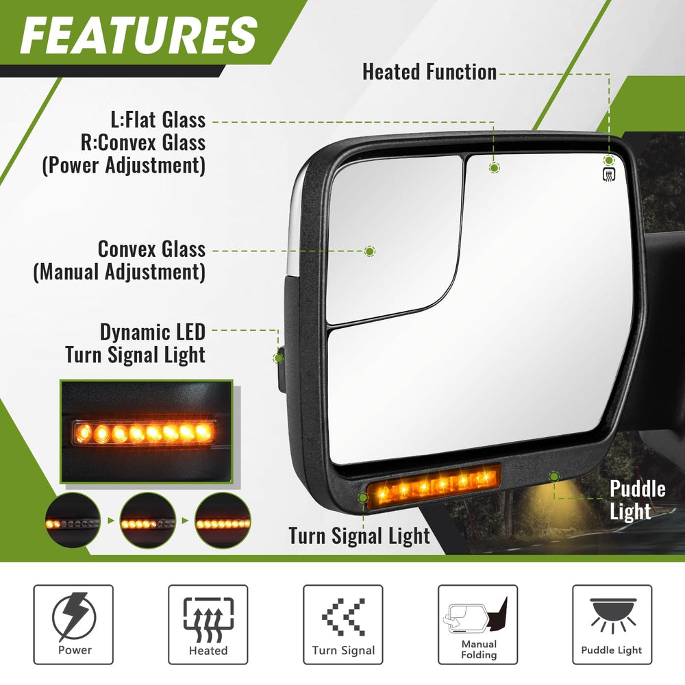 Siziom side mirror with dual glass flat and convex for wider rear view