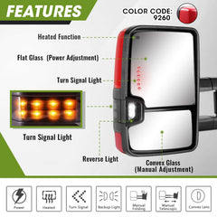 Siziom towing mirror with backup light improves reversing visibility