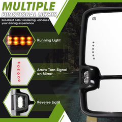 Siziom towing mirrors chrome housing for GMC Sierra 1500 broader rear perspective