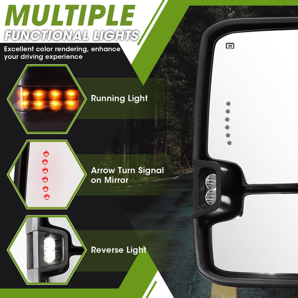 Siziom towing mirrors for GMC Sierra 1500 in textured black housing