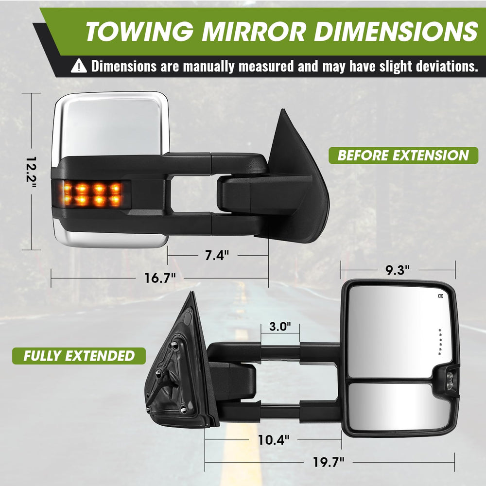 Siziom towing mirrors power-adjustable flat glass for precise alignment